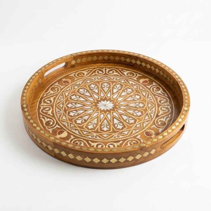 Wooden Inlay Design Serving Tray